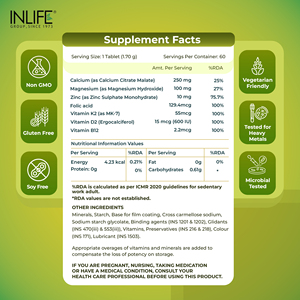 Calcium Magnesium Zinc Vitamin D3 K2 B12 Tablets for Women and Men with Folic Acid Mineral Supplement Daily Use Adults - Product Image 3