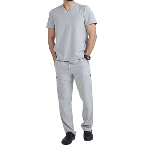 Ensemble de blouses médicales en jersey Spandex pour hommes, uniforme médical personnalisé à manches courtes pour l'été - Product Image 2