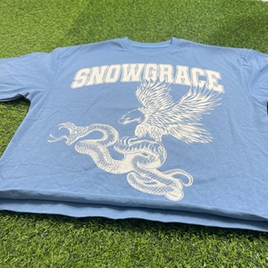 T-shirt bleu pour homme Snowgrace avec imprimé aigle et serpent, manches courtes, coupe classique, jersey décontracté en coton, col rond - Product Image 5