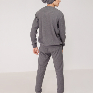 Ensemble de sweat-shirt décontracté pour homme, col rond, couleur unie, tricot en coton, vêtements d'automne, pantalon de jogging, 2 pièces - Product Image 4