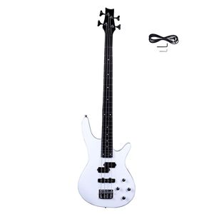 Elegante Chitarra Basso Elettrica IB Bianca per Principianti, Costruzione Raffinata in Palissandro/Acero/Tiglio con Chiave per Cavo di Alimentazione - Product Image 1