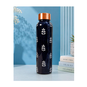 Botella de Agua de Cobre con Diseño Oriental y Tapa Rosa, Portátil para Viajes - Product Image 4