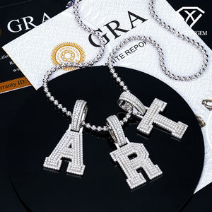 Colgante de Letra con Moissanita de Corte Brillante Redondo, Plata de Ley 925 con Baño de Rodio, Joyería Hiphop Unisex para Hombres y Mujeres, Ideal para Fiestas - Product Image 4