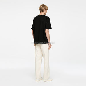 Calidad de lujo Oversize Drop Shoulder O-Neck Hombres Streetwear Camiseta 100% Algodón Impresión digital Patrón sólido - Product Image 3