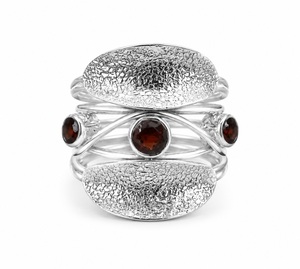 925 Sterling <b>Silver</b> Natural Red <b>Garnet</b> Bohemia Christian Style Handmade Women's GIA Certified Bezel Setting January <b>Ring</b> - Product Image 1