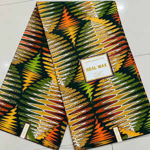 Brown Orange Premium African Wax <b>Print</b> Ankara Fabric with <b>Abstract</b> Feather Pattern for Women Dressmaking - Product Image 4