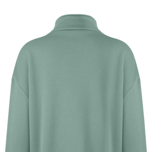 Sweat-shirt léger en coton à col roulé pour femme Green Dimple, coupe courte, épaules tombantes, fermeture éclair 1/4, style hiver - Product Image 6
