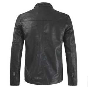 2024 OEM Men's High Quality Vintage Style Genuine Leather <b>Jacket</b> 100% Polyester Stand Hooded Windproof Zipper Closure <b>Winter</b> - Product Image 2