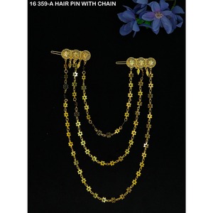 Hermosas Horquillas Vintage Nuevas con Pedrería, Joyería de Moda Chapada en Oro, Horquilla Árabe de Dubái para Mujer - Product Image 1