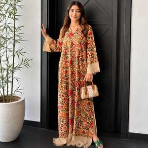 Printed Cotton Kaftan Maxi <b>Dress</b> for Women Bohemian Long Kaftan Lounge Wear Resort Beach Holiday Casual Kaftan with Side Slit - Product Image 6