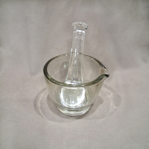 Mortier et pilon en verre indien de 4 oz, bol blanc pour mélanger, broyer et écraser les médicaments, usage en laboratoire, pharmacie, herboristerie - Product Image 1