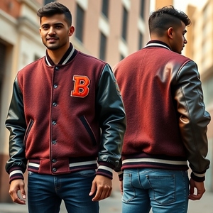 Chaqueta de Béisbol Varsity Unisex Personalizada de Fábrica, Estilo Urbano Escolar, Informal, con Parches, Resistente al Viento, con Cuello Alto - Product Image 4