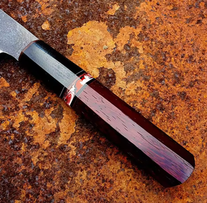 Couteau de chef japonais forgé à la main en acier Damas, lame en acier carbone de 8-9,9 pouces, manche en bois, couteau de cuisine ambidextre - Product Image 2
