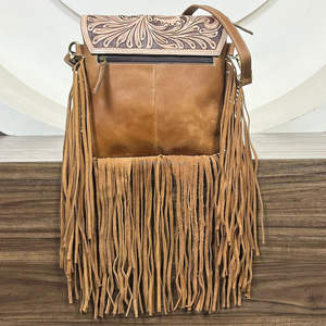 Sac bandoulière en cuir de vachette à franges western, cuir floral travaillé à la main, sac à main bohème chic, sac bandoulière de cow-girl, sac de voyage, sac à main pour femme - Product Image 5