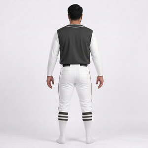 ชุดเบสบอลชาย เสื้อเจอร์ซีย์สีพื้น กางเกงขายาว แขนสั้น ติดกระดุม ระบายเหงื่อได้ดี ใส่ได้ทุกฤดู ตัดเย็บตามสั่ง 100% - Product Image 2