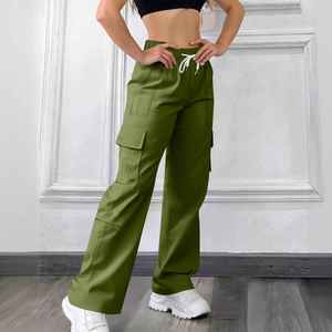 Pantalon cargo taille haute décontracté pour femme, coupe ample, style streetwear, vêtement de mode, vente en gros - Product Image 5