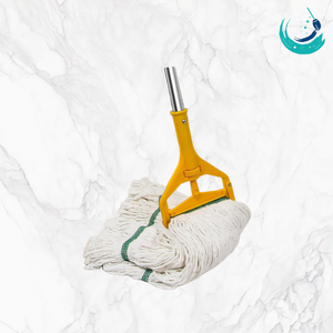 KSR Premium White Quick <b>Dry</b> Cotton <b>Mop</b> High Quality Reusable Design Efficient 4 Side Wringing System Durable 2" Green Band - Product Image 1