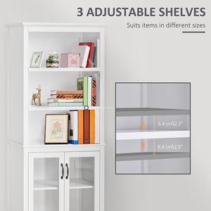 Libreria in Legno Massello con 3 Ripiani Aperti e Doppia Anta per Ufficio Domestico, Soggiorno, Esposizione - Bianco - Product Image 5