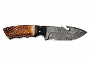 Handcrafted Raindrop Damascus Steel Kitchen Utility Prep <b>Knife</b> Feather <b>Carved</b> Bone Handle Slicer - Product Image 6
