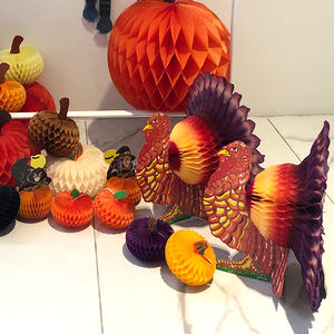 Pièce maîtresse en papier de soie en forme de dinde CE-7301 33cm de hauteur pour Thanksgiving et Halloween - Product Image 3
