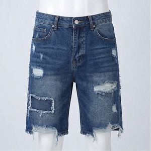 Pantalones Cortos de Mezclilla para Hombre, Estilo Hip Hop Urbano, Lavados, Desgastados, con Flecos, Holgados, de Alta Calidad, Moda Urbana - Product Image 1