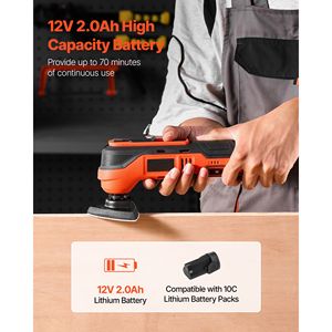 12V Cordless Oscillating Tool Multitool 6000-17500 OPM <b>Saw</b> with 6 Variable Speeds and 3.2 Degree Oscillation Battery <b>Powered</b> - Product Image 4