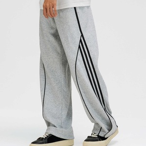 Men's Baggy Track Pants Double Line Curve Panel Loose Fit <b>Trousers</b> <b>Elastic</b> <b>Waist</b> Retro Streetwear Joggers - Product Image 4