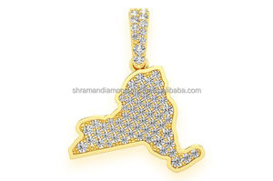 SHRAMAN DIAMOND - Collar con Colgante de Mapa de Nueva York con Diamantes Naturales y Baño de Oro de 10K, Personalizable, Moderno, Regalo para Bodas y Fiestas - Product Image 6