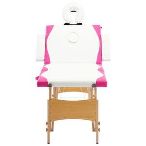 Table de massage pliable 4 zones en blanc et rose, options de couleur bois - Product Image 3