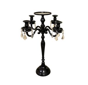 Candélabre en métal coûteux avec votives en cristal et plaque de fleurs Candélabres faits à la main décorés d'entrée et de jardin au design unique - Product Image 3