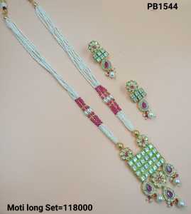 Indian Fancy Traditional Motipearl & Drop Kundan Long Mala Pendant Necklace <b>Set</b> Gold Plated <b>Beads</b> Choker Earring <b>Set</b> For Womens - Product Image 4