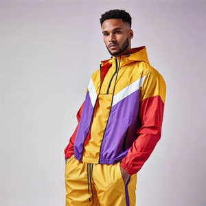 Custom Buttons Polyester Nylon 2 Piece Set Shorts Jogging Suit Men T Shirts Short Set Tracksuit for Men Custom Windbreaker Set - Product Image 6