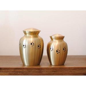 Silver <b>Pet</b> Cremation Urns With Gold Paw Prints Heart <b>Keepsake</b> Metal Urn Set For <b>Ashes</b> <b>Keepsake</b> Brass Cremation Urns For Sale - Product Image 5