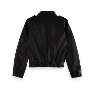 Blouson moto en cuir véritable noir pour homme, col rabattu, fermeture éclair, veste de motard pour l'automne - Product Image 2