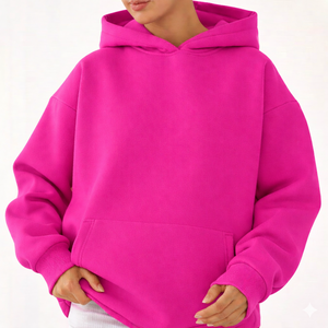 High Quality Winter Women Oversized Hoodie Customized Logo Printing Front Appliques Heat Transfer Printed 100% Cotton Fleece - Product Image 1