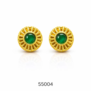 Boucles d'oreilles en alliage plaqué or 18 carats avec chaîne à maillons et quartz, design floral élégant, bijoux - Product Image 1