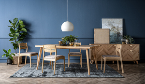 Mesa de Comedor Rectangular de Madera Maciza de Roble Estilo Moderno de Mediados de Siglo con Patas Cónicas para el Hogar - Product Image 4