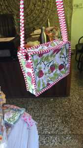 Bolsa de Compras de Verano Ligera de Algodón Ecológico de Color Sólido, Bolsa de Mano Acolchada con Estampado Artesanal, Bolsas con Cierre y Bolsillo Práctico - Product Image 2