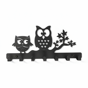 Porte-clés mural décoratif en métal de qualité supérieure en forme de hibou, organisateur mural pour l'entrée de la maison, le salon ou le bureau - Product Image 4