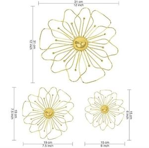 Modern Metal Floral Wall <b>Art</b> Set Hanging Decorative Accents for Home Interior Design - Product Image 6