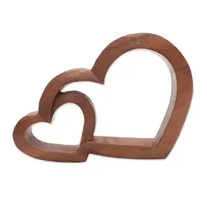 Deux cœurs entrelacés, expression d'amour, art en bois fait main, décoration intérieure, cadeau romantique - Product Image 2