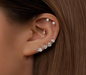 Juego de Aretes de Diamantes con Forma de Pera, Marquesa y Cometa, Joyería Minimalista para Perforaciones de Cartílago, Oro de 14K, para Uso Diario, Regalo para Mujer - Product Image 1
