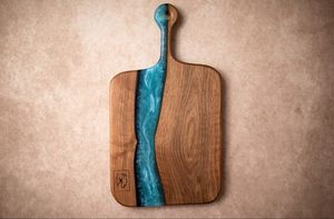 Elegant Wood and <b>Epoxy</b> Cutting Board for Dining <b>Table</b> Natural Hardwood Resin Cutting Board for Kitchen Use - Product Image 2