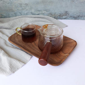 Plateau de service rectangulaire en bois d'acacia, fait main, poli, pour thé, café, desserts et aliments, idéal pour les fêtes - Product Image 2