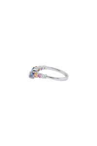 แหวนพลอยไพลินและเพชรหลายเม็ดในตัวเรือนเงินแท้ 92.5 รุ่น KLSR-11754 - Product Image 3