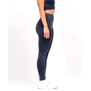 High Waist Solid Yoga <b>Leggings</b> Full Length Spandex/<b>Nylon</b> Four-Way Stretch Elastic Waist Quick Dry 220g Women's Pants - Product Image 3