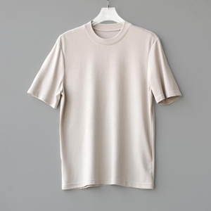 เสื้อยืดสีเบจผ้าคอตตอน 100% หนัก 240GSM แบบสั่งทำพิเศษ พร้อมบริการพิมพ์ลายนูน พิมพ์สกรีน ปักลาย  ทรงไหล่ตก - Product Image 6