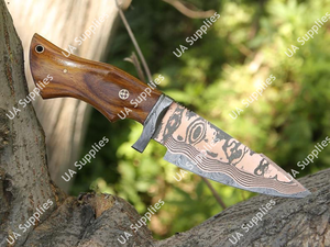 Cuchillo Artesanal de Cobre y Acero de Damasco con Hoja Fija para Caza, Camping y Bushcraft, Profesional, Afilado como una Navaja, OEM/ODM - Product Image 4