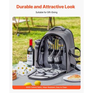 Zaino da Picnic alla Moda per 2 Persone con Scomparto Termico Isolato e Portabottiglie/Vino Staccabile - Product Image 2
