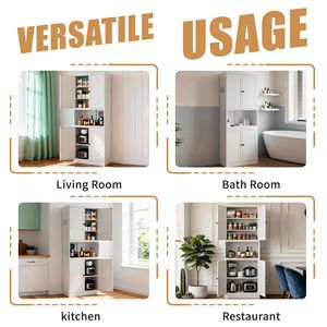 Armadio Dispensa da Cucina in Acciaio Bianco da 72 Pollici con Ripiani Regolabili e Ganci, Stile Moderno e Robusto - Product Image 3